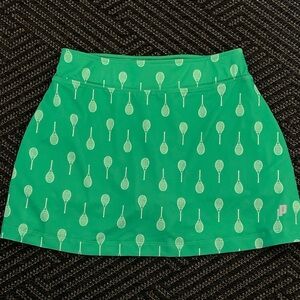 Prince Green Tennis Skort XS Built-in Shorts Racket Print Athletic Skirt